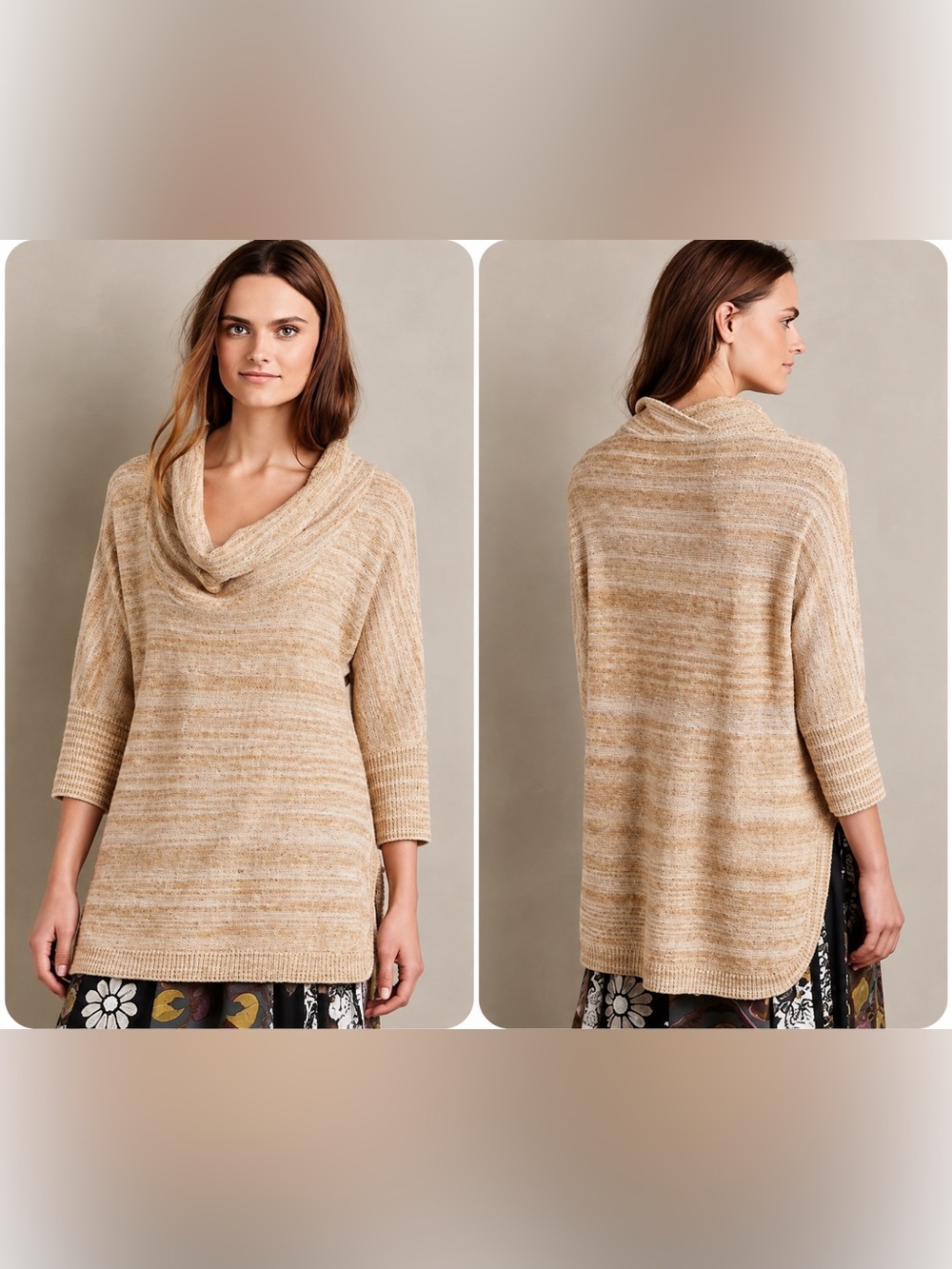 Anthropologie Field Flower Cowl Neck Tunic 482